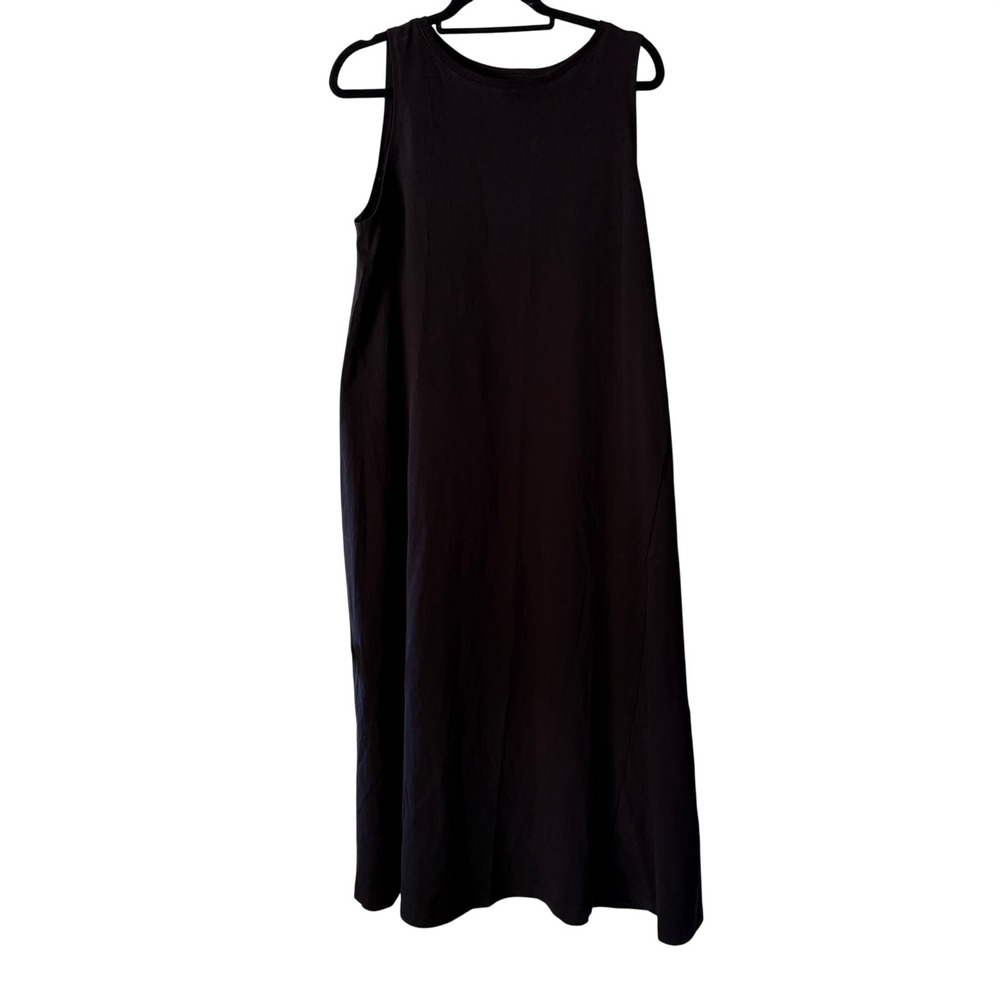 Kowtow Black Organic Cotton Dress Crew Neck Sleeveless Tank A Line Maxi Large L